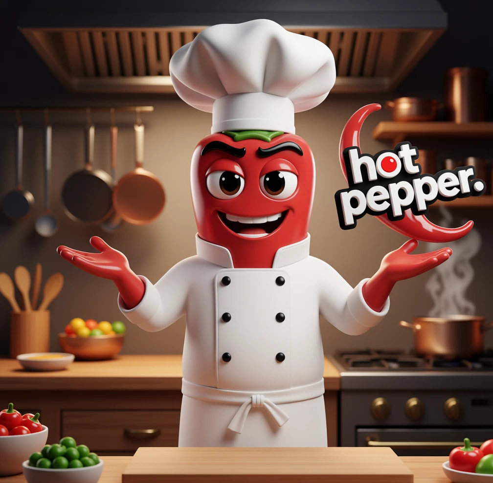 Hot Pepper chef in a warm kitchen presenting the service menu